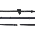 Dyon - Half rubber reins 1/2 with 7 stops braided finish black | - Ohlala