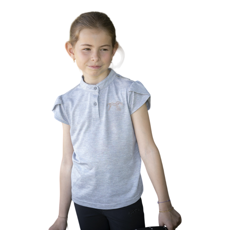 Eden by Pénélope - Short-sleeved children's polo Julieta gray 