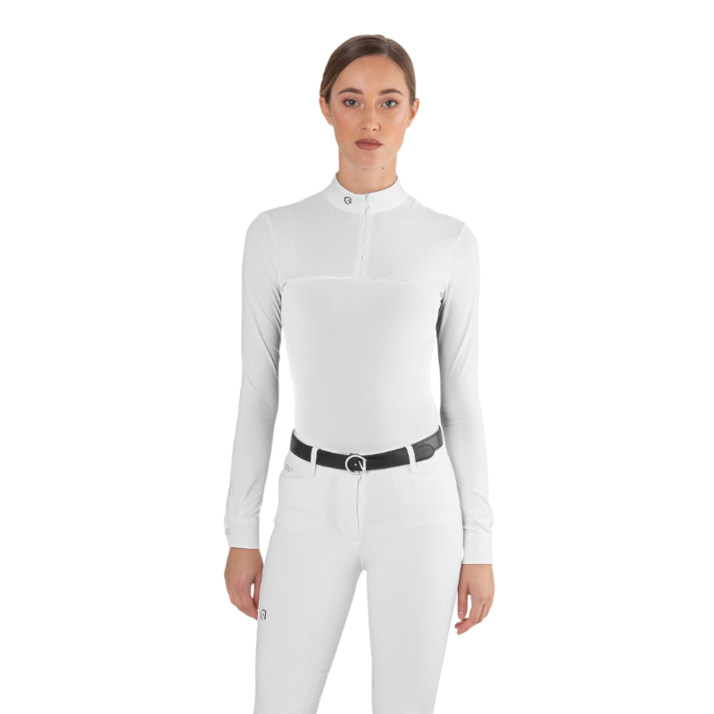 Ego7 - Polo de concours manches longues femme Mesh blanc | - Ohlala