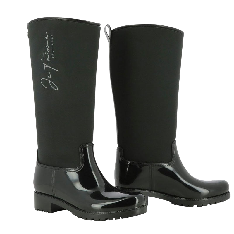 Equithème - Bottes de pluie "Je t'aime" noir | - Ohlala