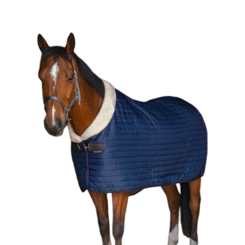 Equithème - Teddy stable rug lined with navy/ecru synthetic sheepskin 0g