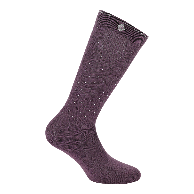 Equithème - Chaussette d'équitation Kamilia Je t'aime mauve | - Ohlala