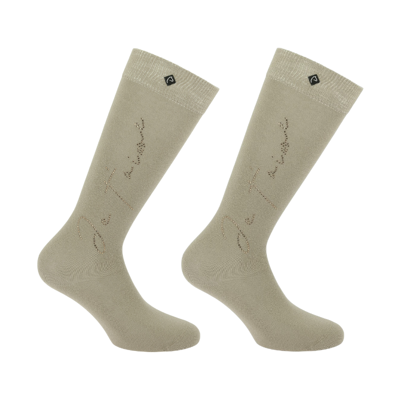 Equithème - Cassis equestrian socks I love you beige (x1) 