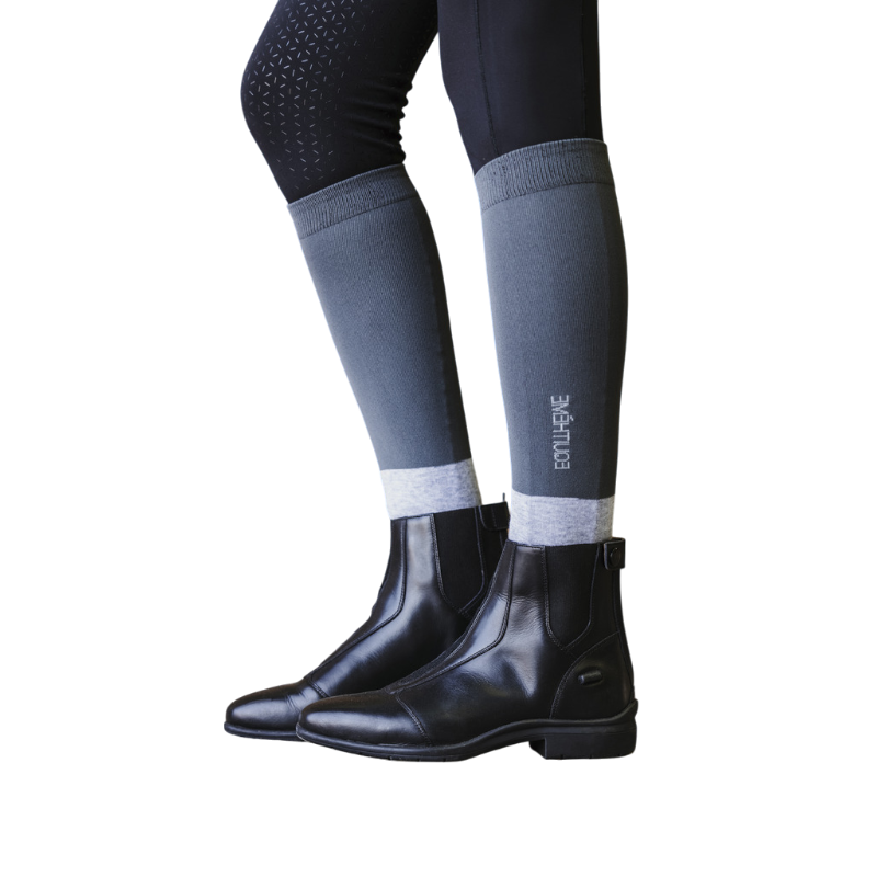 Equithème - Chaussettes d'équitation Compet anthracite/ gris clair (x1)