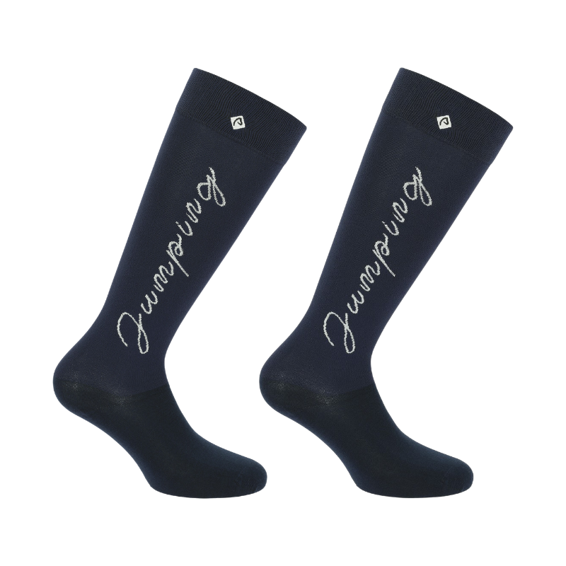 Equithème - Jump marine/silver equestrian socks (x1) 