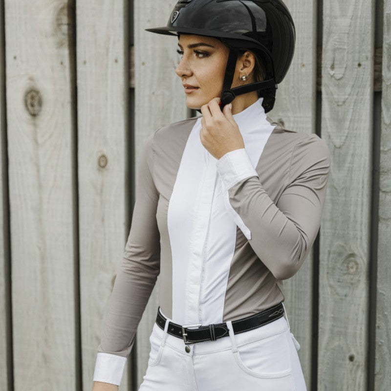 Equithème - Women's long sleeve shirt Julie taupe 