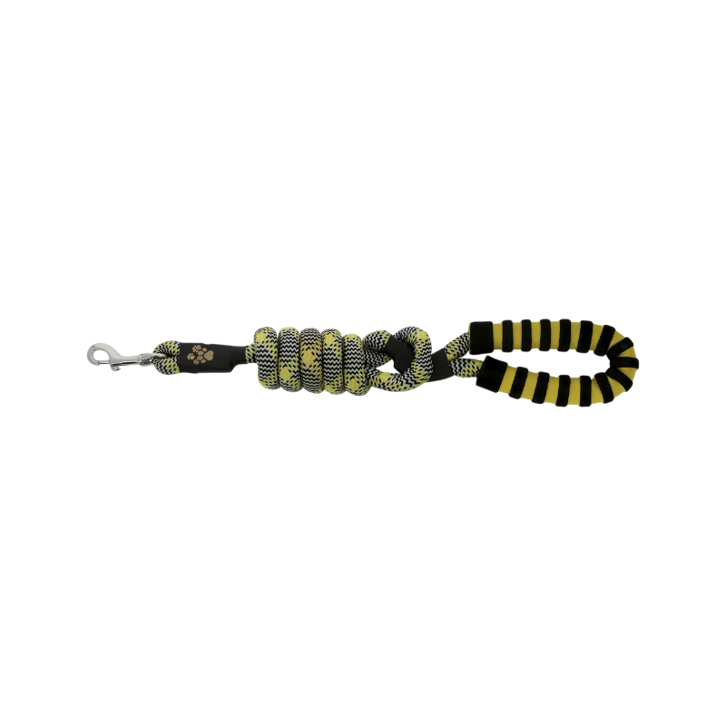 Equithème - Dog leash with Haspen black/yellow handle 