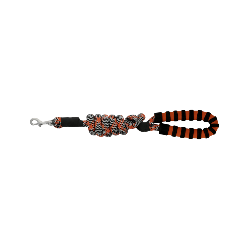 Equithème - Dog leash with Haspen handle black/orange 