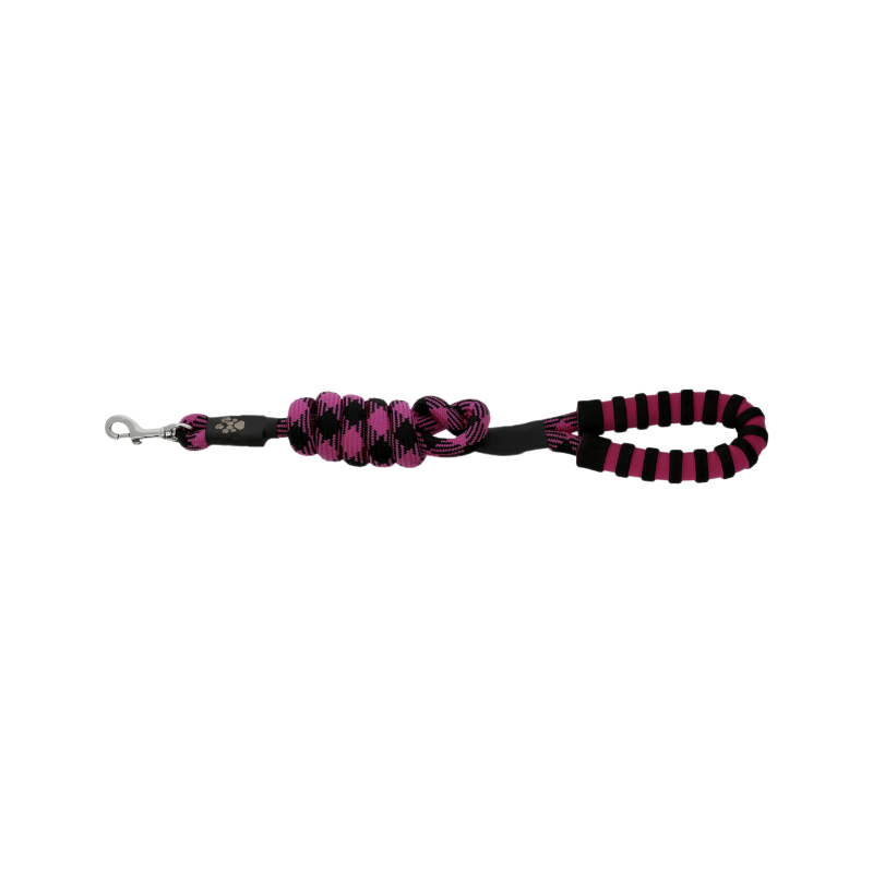 Equithème - Dog leash with Haspen handle black/pink 