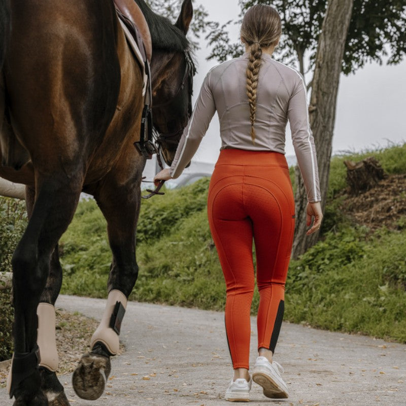 Equithème - Legging d'équitation femme Brigitte orange