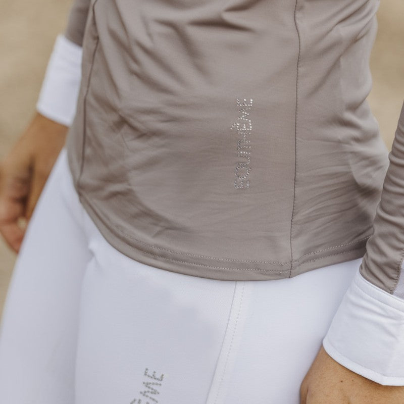 Equithème - Polo manches longues femme Estoril taupe