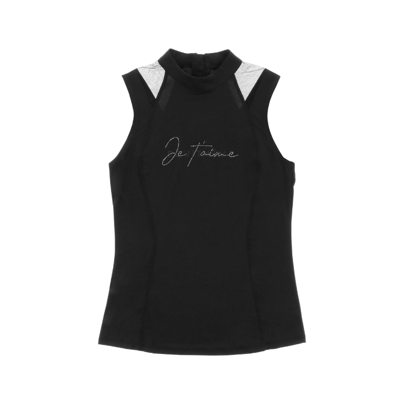 Equithème - Women's sleeveless polo Alba I love you black 