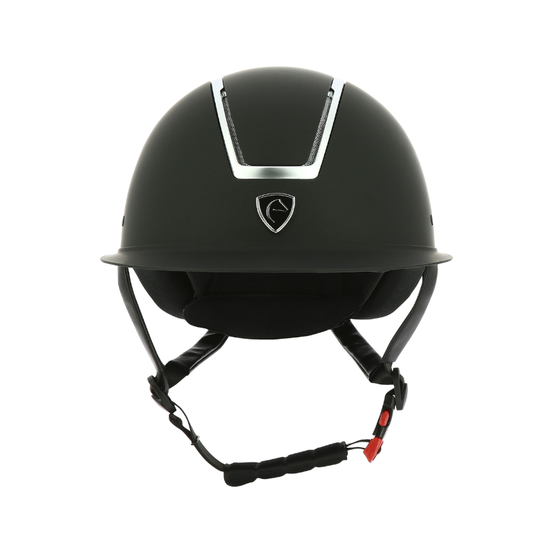 Equithème - Casque d'équitation visière large Glint matt noir/ argenté | - Ohlala