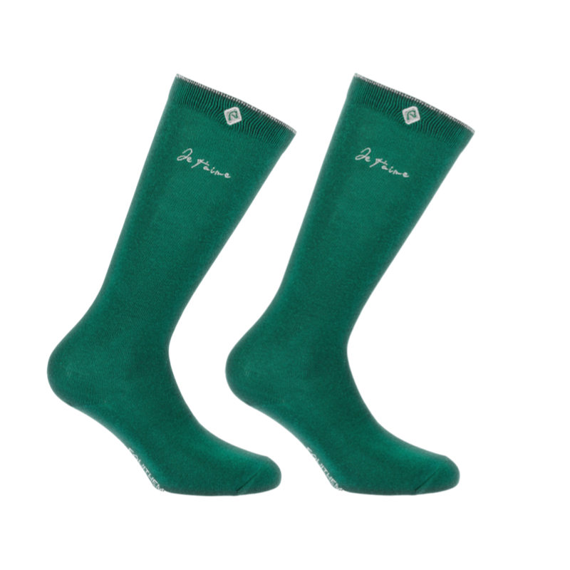 Equithème - Calcetines de equitación Rose Je t'aime azul petróleo