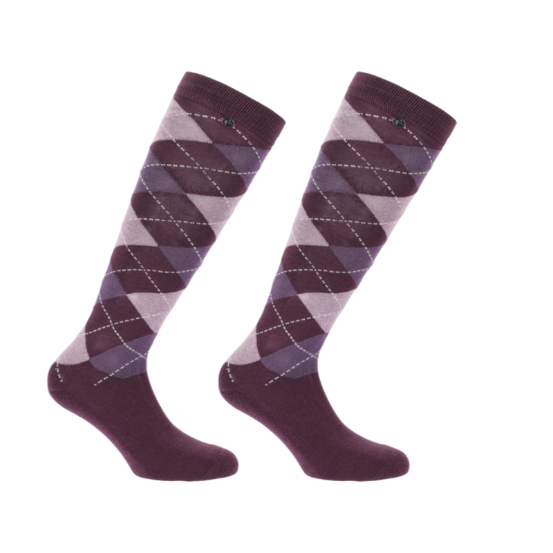 Equithème - Calcetines de equitación Argyle ciruela/ lila
