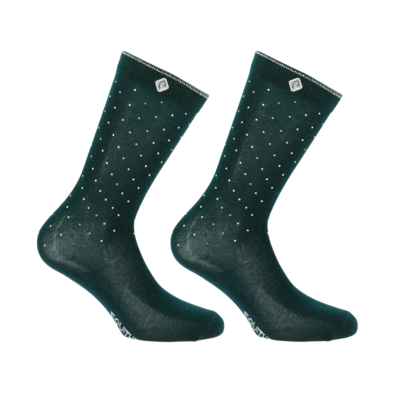 Equithème - Meias de equitação Kamilia Je T'aime verde escuro
