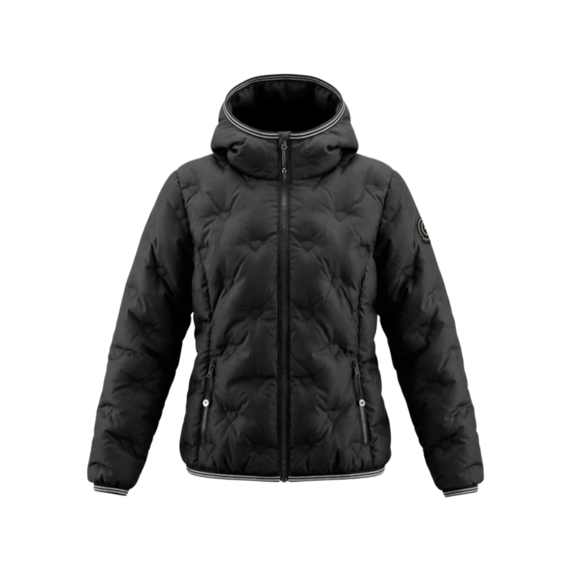 Equithème - Kids' Long-Sleeved Quilted Jacket Je T'aime EQ-Daria Black