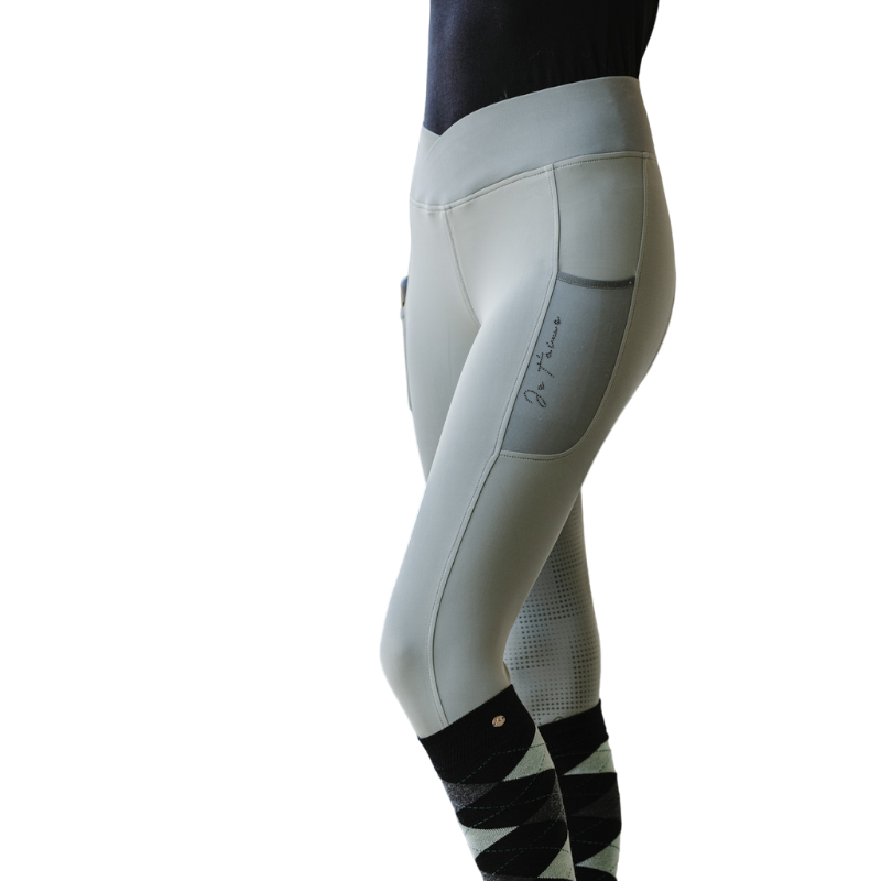 Equithème - Legging d'équitation femme pull-on Flora édition "Je t'aime" vert sauge | - Ohlala