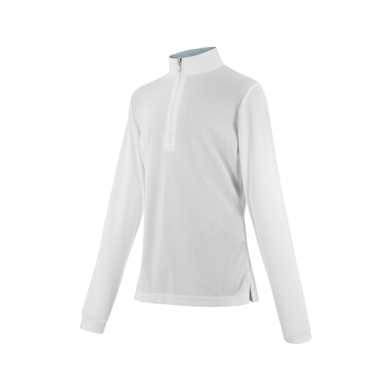Equithème - Polo de concours manches longues mesh femme Buffy blanc | - Ohlala