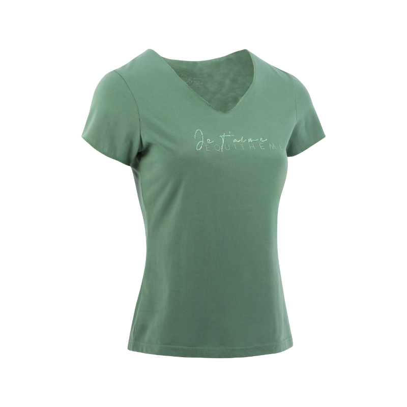 Equithème - T-shirt manches courtes femme Rehane édition "Je t'aime" vert sauge | - Ohlala
