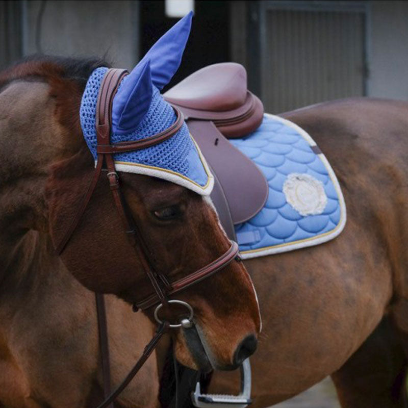 Equithème - Bonnet chasse-mouches Denim bleu ciel | - Ohlala