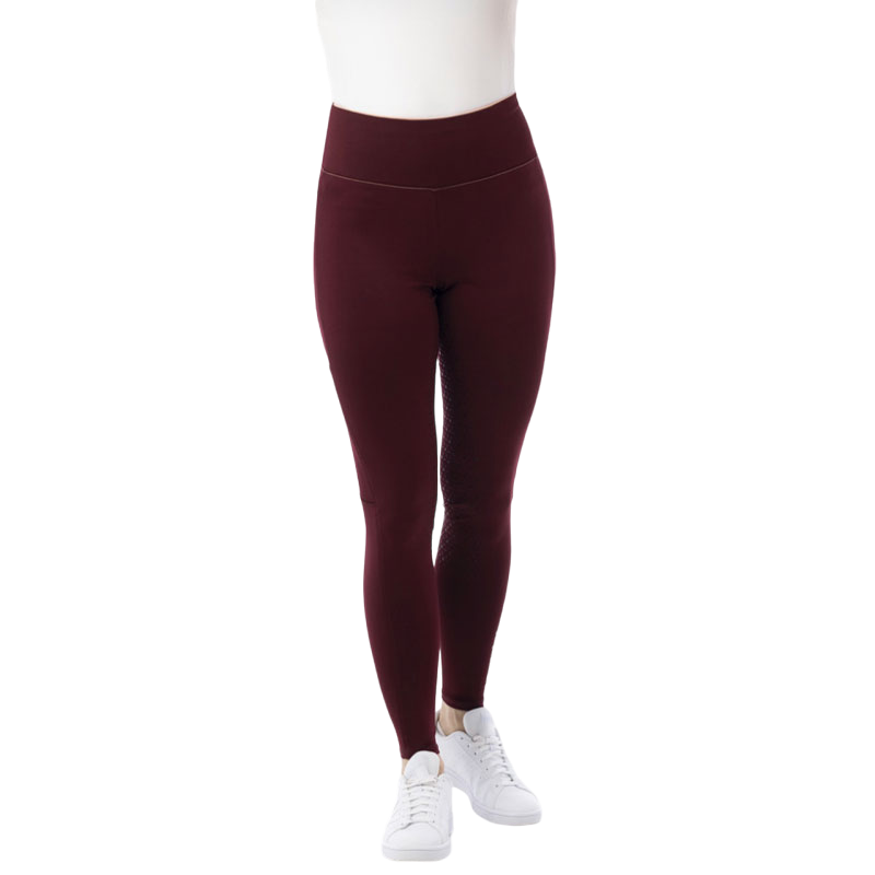 Equithème - Legging d'équitation full grip enfant Lyly rouge/ rose | - Ohlala