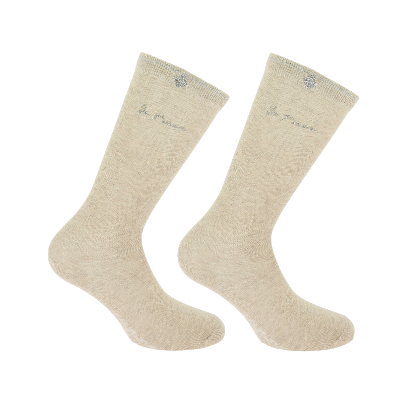 Equithème - 乗馬ソックス Je t'aime ベージュ | - Ohlala