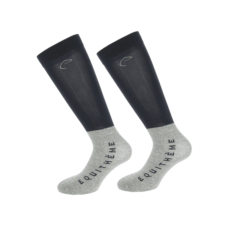 Equithème - Chaussettes d'équitation Compet marine (x2) | - Ohlala