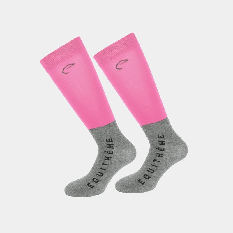 Equithème - Chaussettes d'équitation Compet rose | - Ohlala