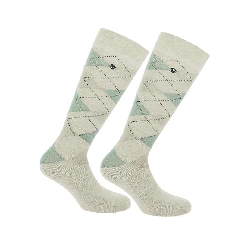 Equithème - Chaussettes Girly beige/ celadon (x1)