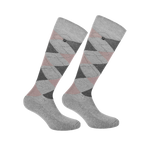 Equithème - Chaussettes Girly gris clair/ vieux rose (x1) | - Ohlala