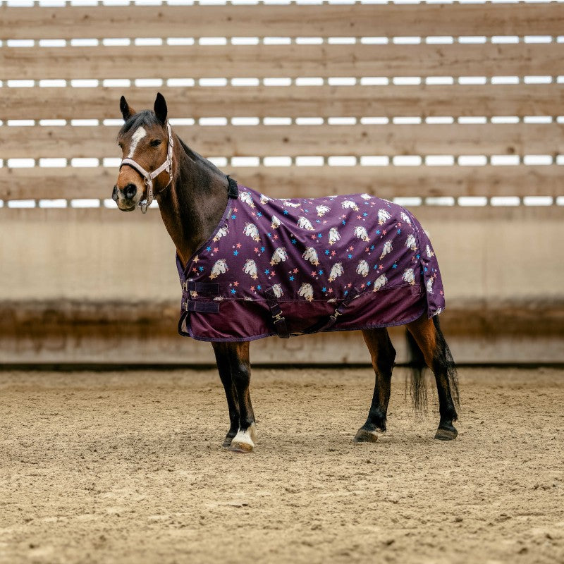Equithème - Couverture d'extérieur Licorne standard 600D 0g prune | - Ohlala