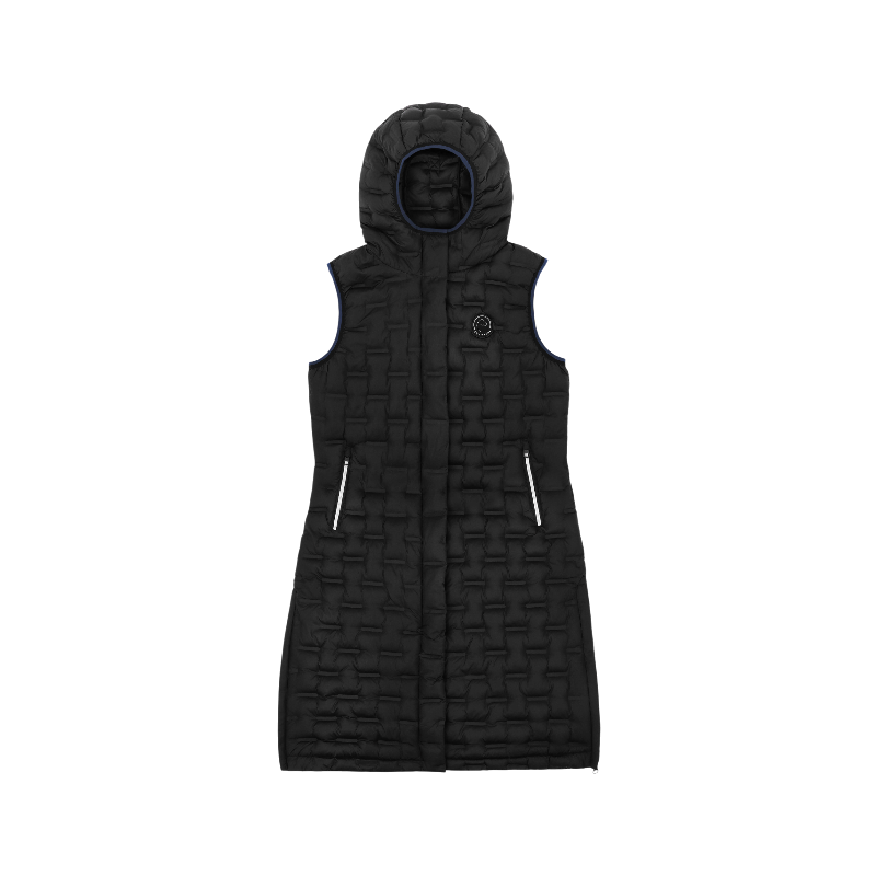 Equithème - Women's long sleeveless puffer jacket Navina Je t'aime black | - Ohlala