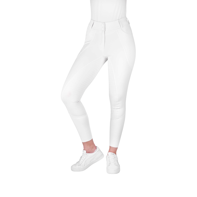 Equithème - Pantalon d'équitation femme Elsa Je t'aime blanc | - Ohlala
