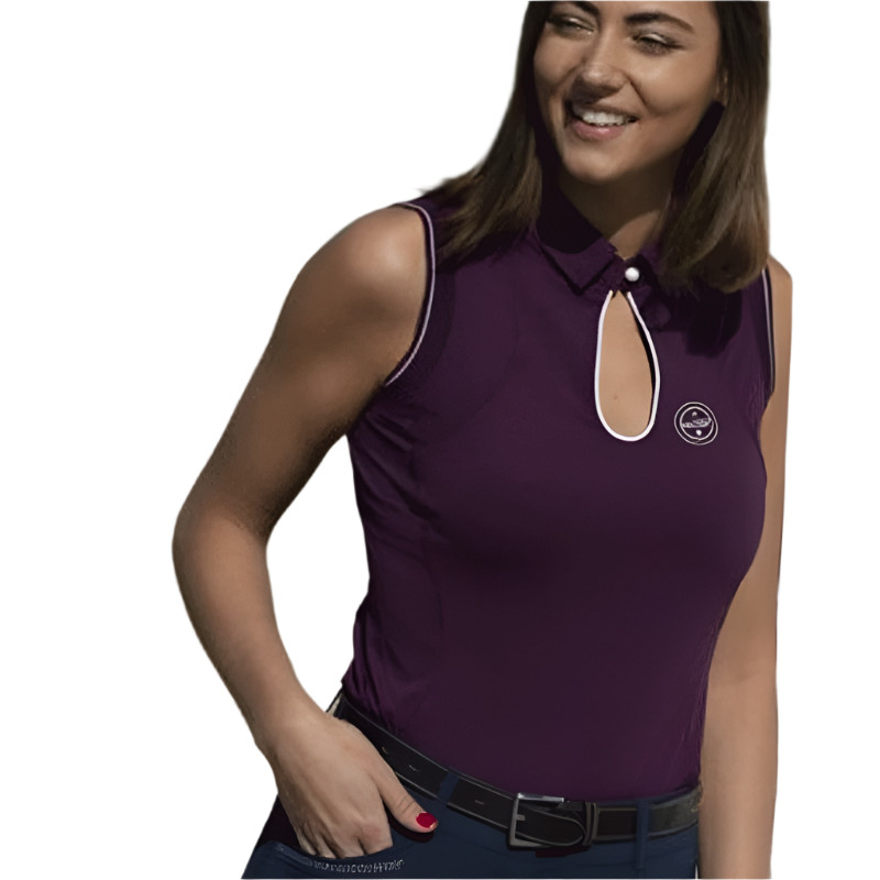 Equithème - Sarah plum women's sleeveless polo shirt