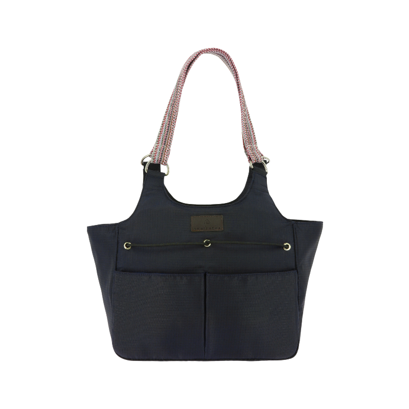 Equithème - Bolso tote con cremallera y elástico Aztec marino | - Ohlala