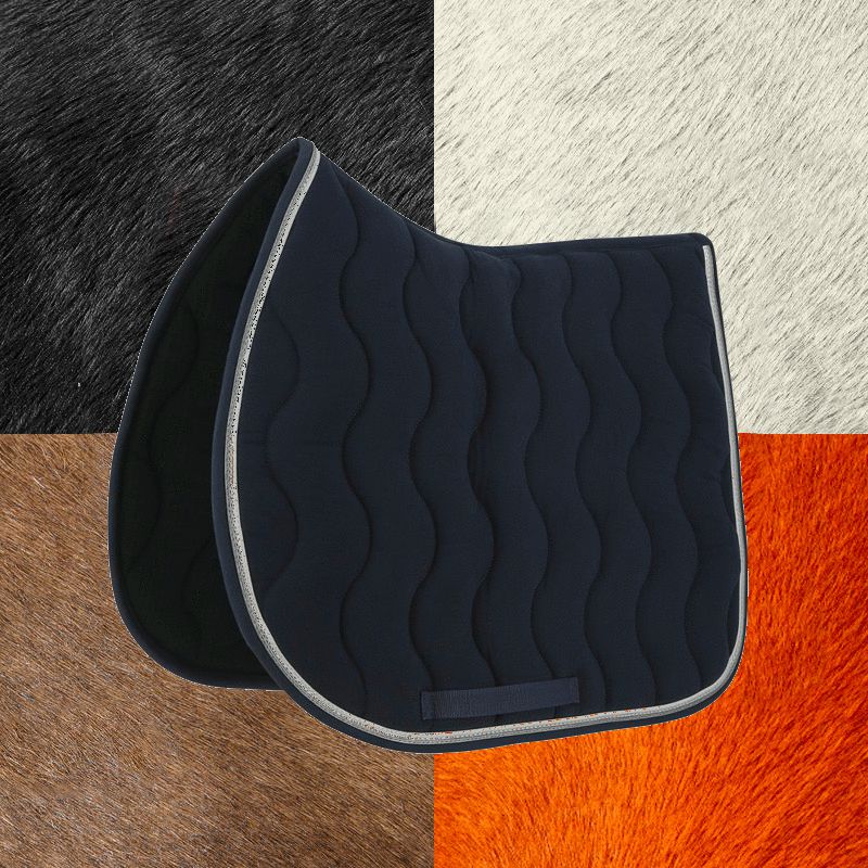 Equithème - Tapis de selle Jump Classic marine/ argent | - Ohlala