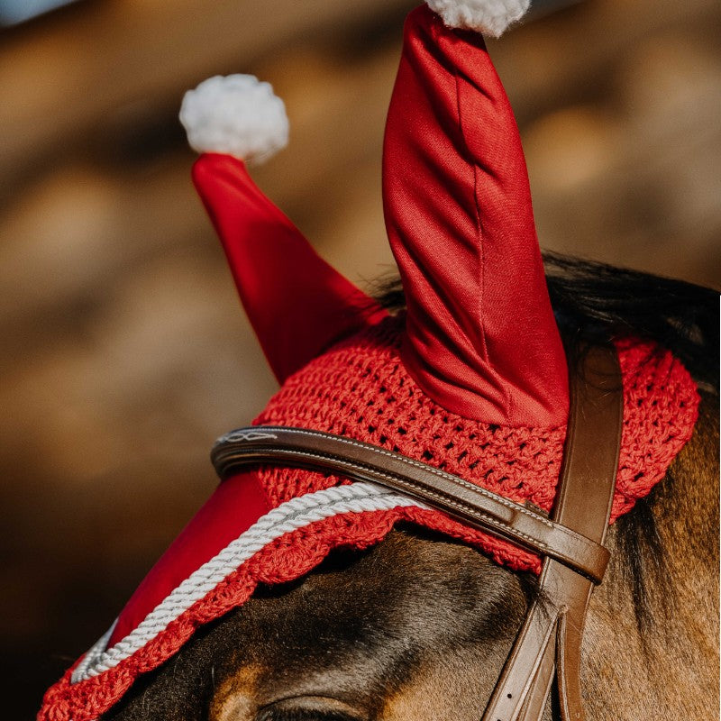 Equithème - Weihnachtsmütze für Pferde in Rot | - Ohlala