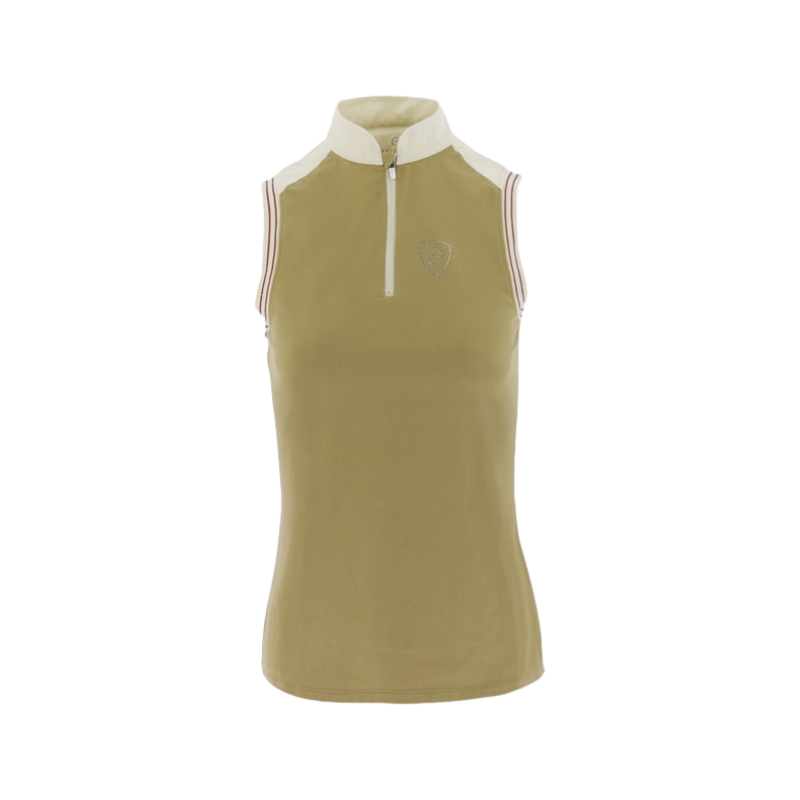 Equithème - Taupe jersey sleeveless polo shirt