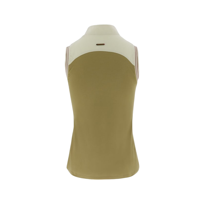 Equithème - Taupe jersey sleeveless polo shirt