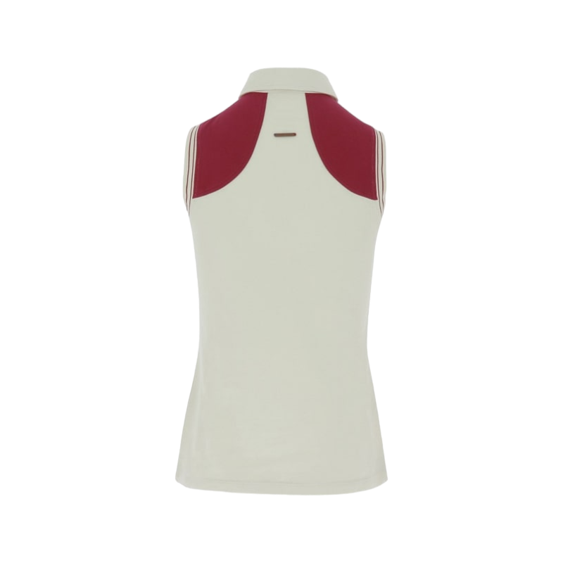 Equithème - Sleeveless pique polo shirt Ecru