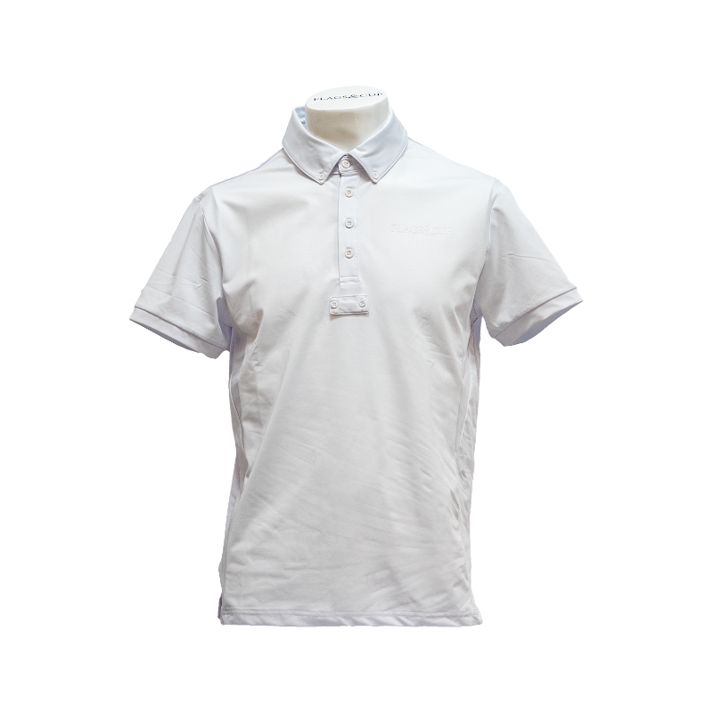 Flags & Cup - Short-sleeved men's competition polo San Remo white 