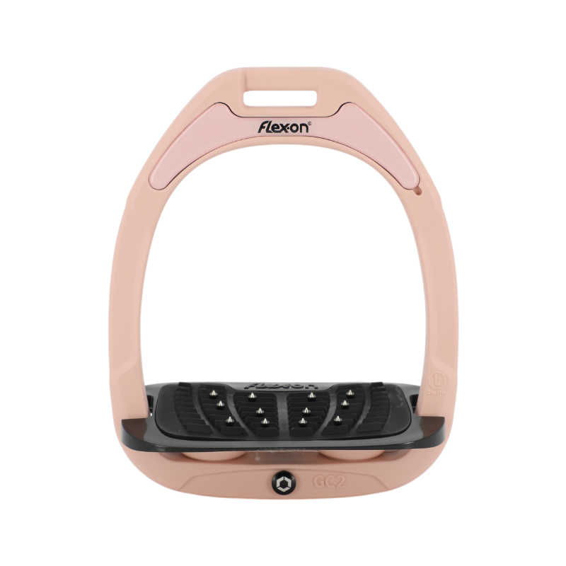 Flex On - Limited edition - Ultra grip peach angled Green Composite stirrups 