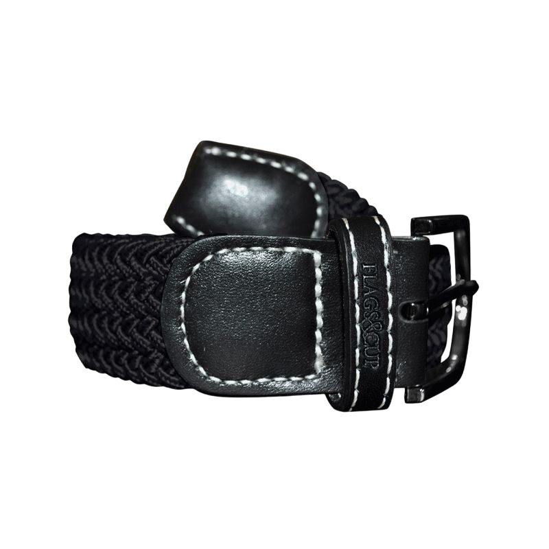 Flags &amp; Cup - Black elastic Sonora belt 