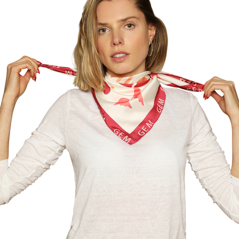 GEM - Foulard Icare crème/ rose | - Ohlala