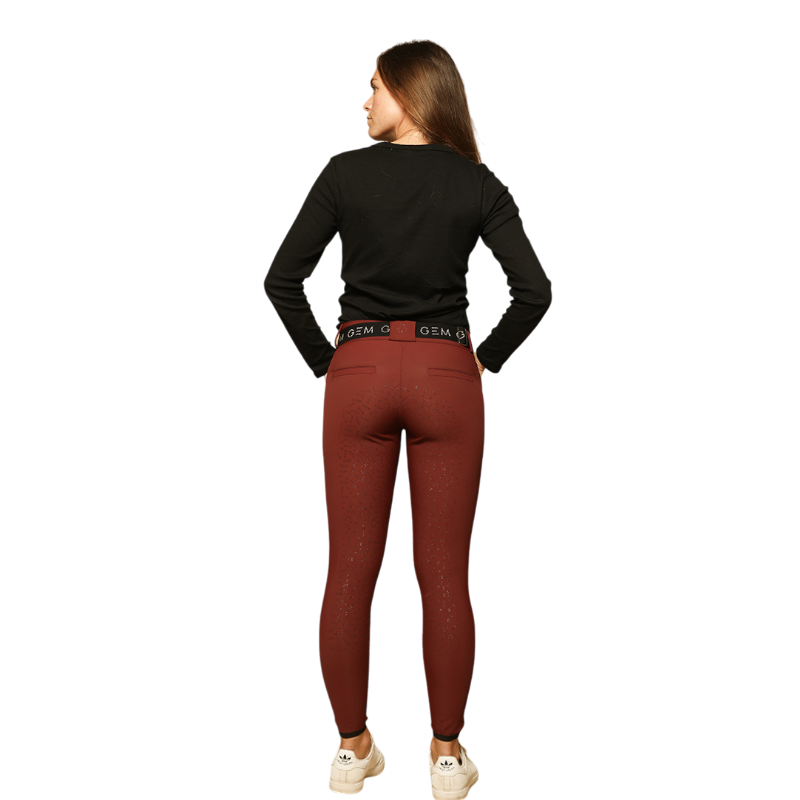 GEM - Pantalon d'équitation femme John full grip bordeaux