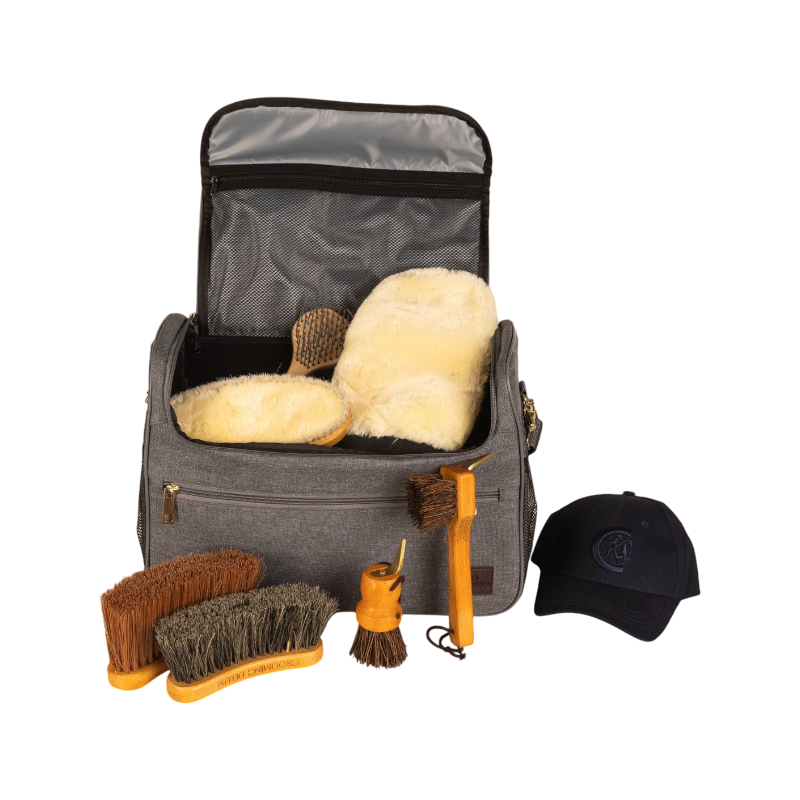 Grooming Deluxe - Set Grooming-Tasche grau + Bürsten | - Ohlala