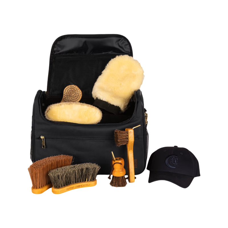 Grooming Deluxe - Black grooming bag set + brushes | - Ohlala