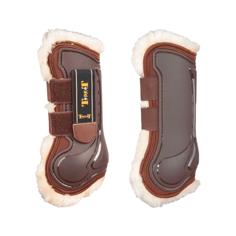 TdeT - Design open gaiters with brown sheepskin lining