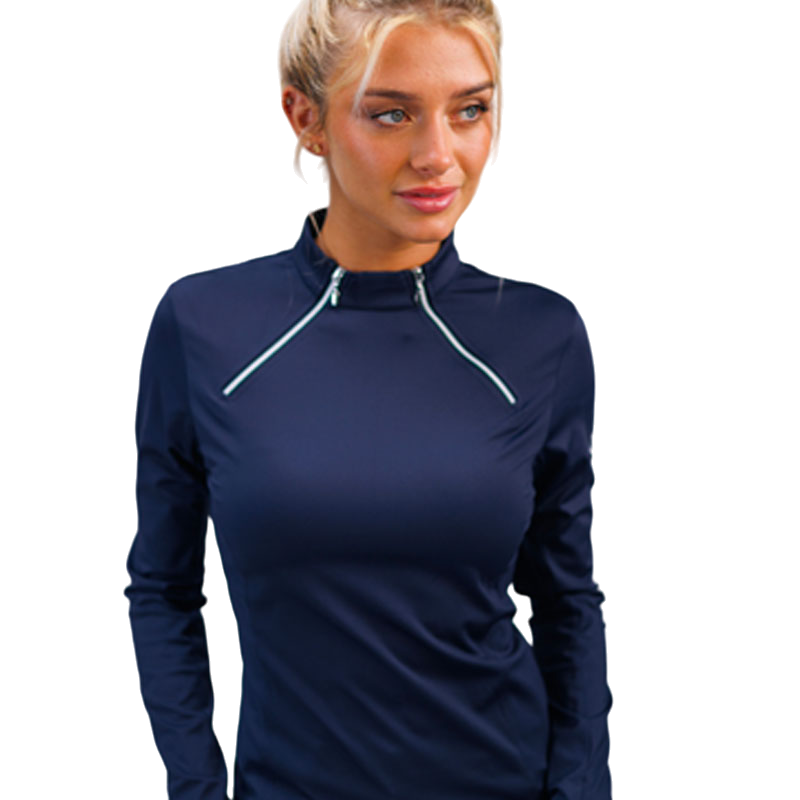 Harcour - Prelude women's long-sleeved polo shirt in navy